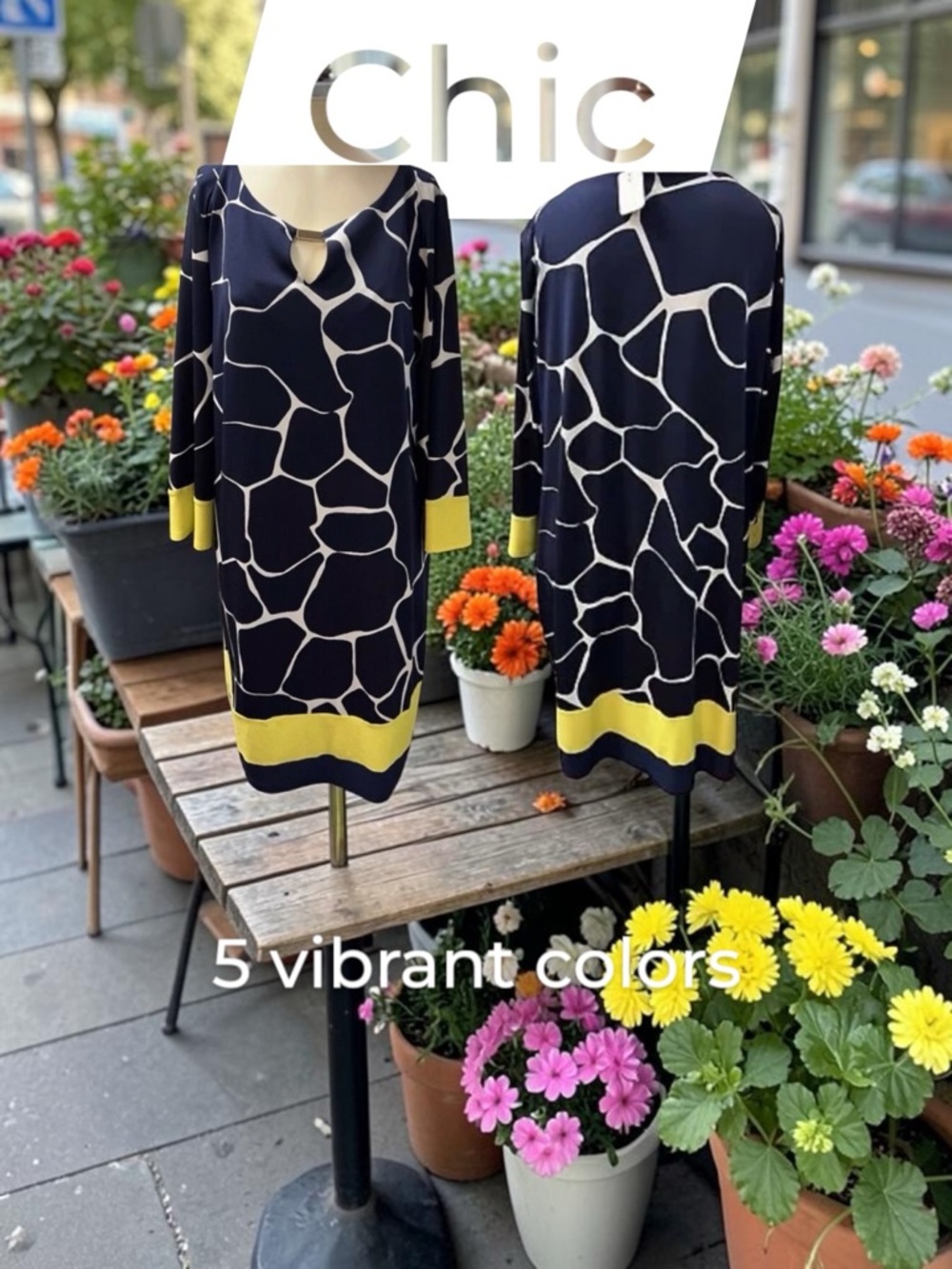Signature,Woman, Dress, Blue.Yellow,Sz Xl, Made in USA,Long Sleeve,Round Neck.!